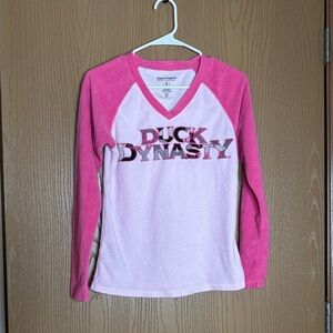 Duck Dynasty Fleece Pink and White Long Sleeve Shirt